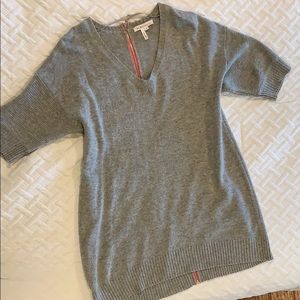 BCBG Sweater Tunic, gray with hot pink zipper